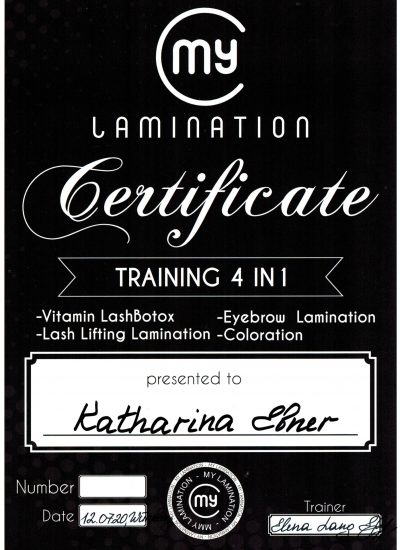 Lashstylistin Zertifikat Katharina Ebner